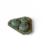 Brass Mukhvaas/Supari Set, Glittered Design, 3 Compartments, Traditional, Premium