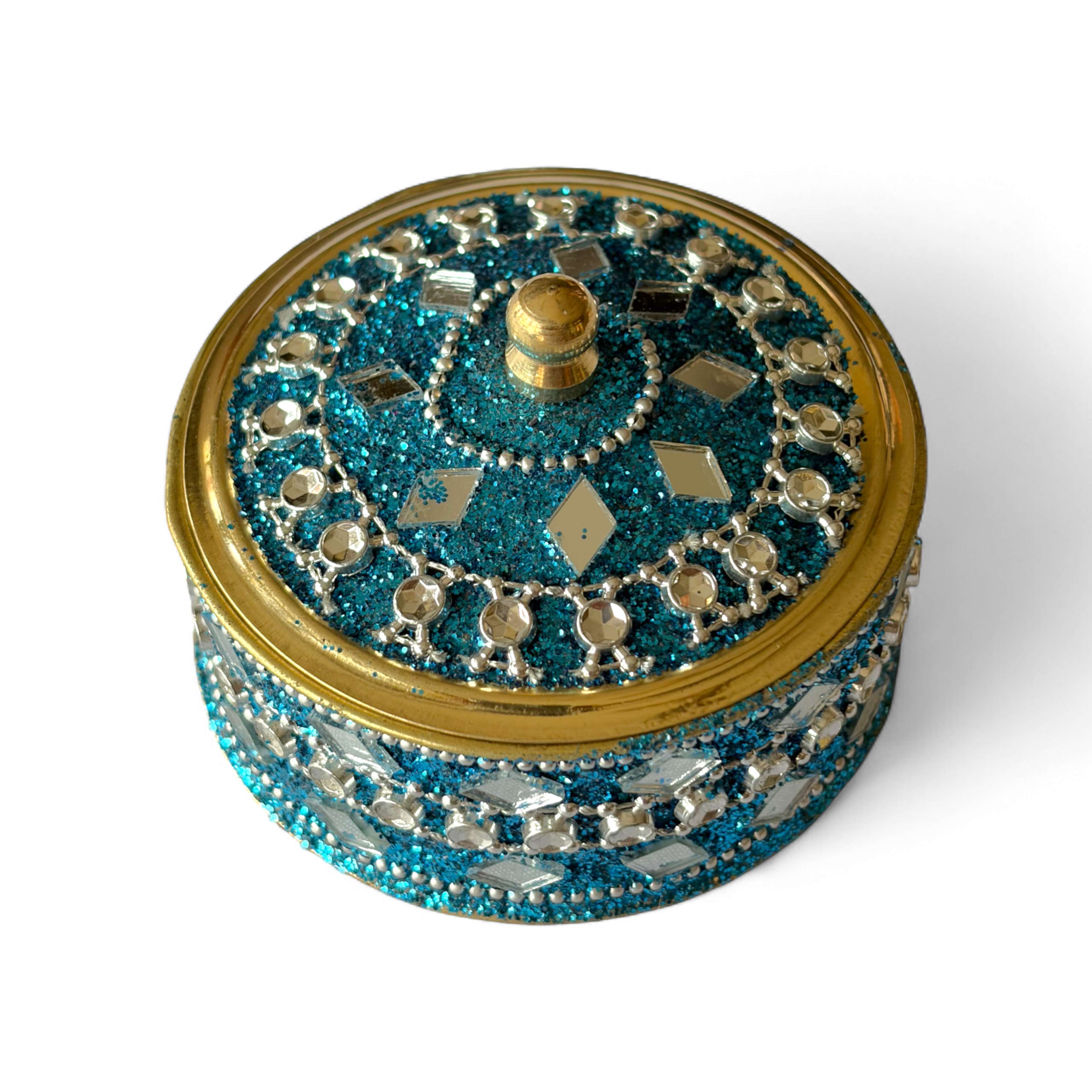Brass Mukhvaas/Supari Set, Glittered Design, 3 Compartments, Traditional, Premium