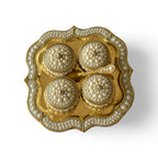 Pearl Decorated Dry Fruit Box Set with Brass Tray, Traditional Decorative Storage Containers, 4 Bowls with Lids, 24cm x 5cm