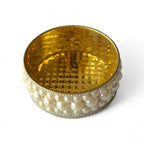 Pearl Decorated Dry Fruit Box Set with Brass Tray, Traditional Decorative Storage Containers, 4 Bowls with Lids, 24cm x 5cm