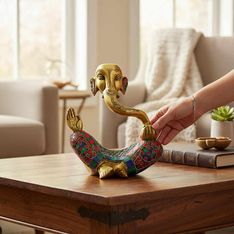 SimplyDecore Brass Ganesha Figurine