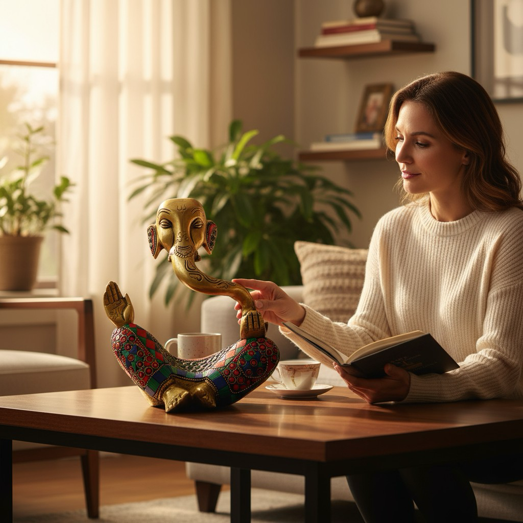 SimplyDecore Brass Ganesha Figurine