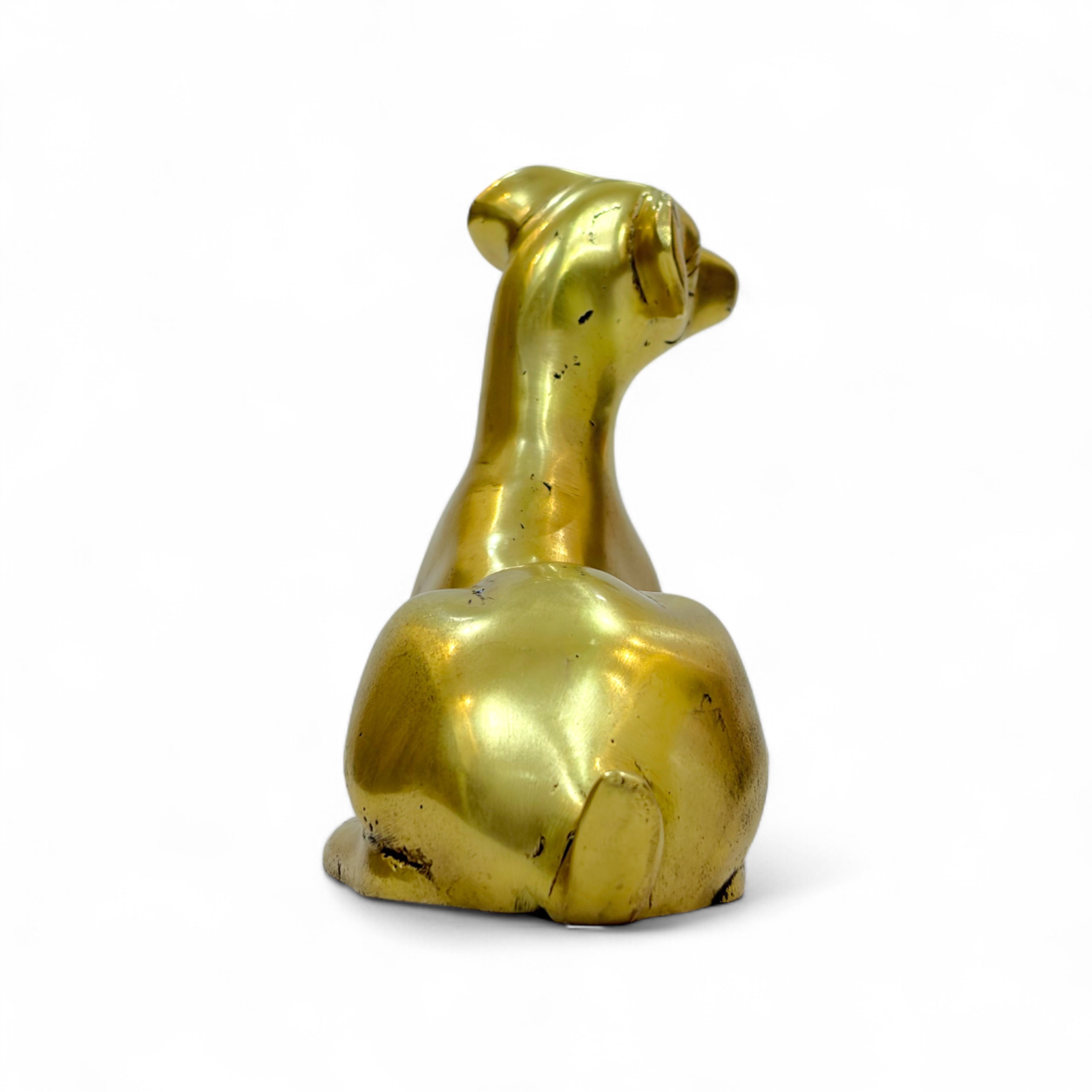 Decorative Brass Dog Figurine, Metal Reclining Dog Statue, Modern Home Decor, 23 x 10 cm