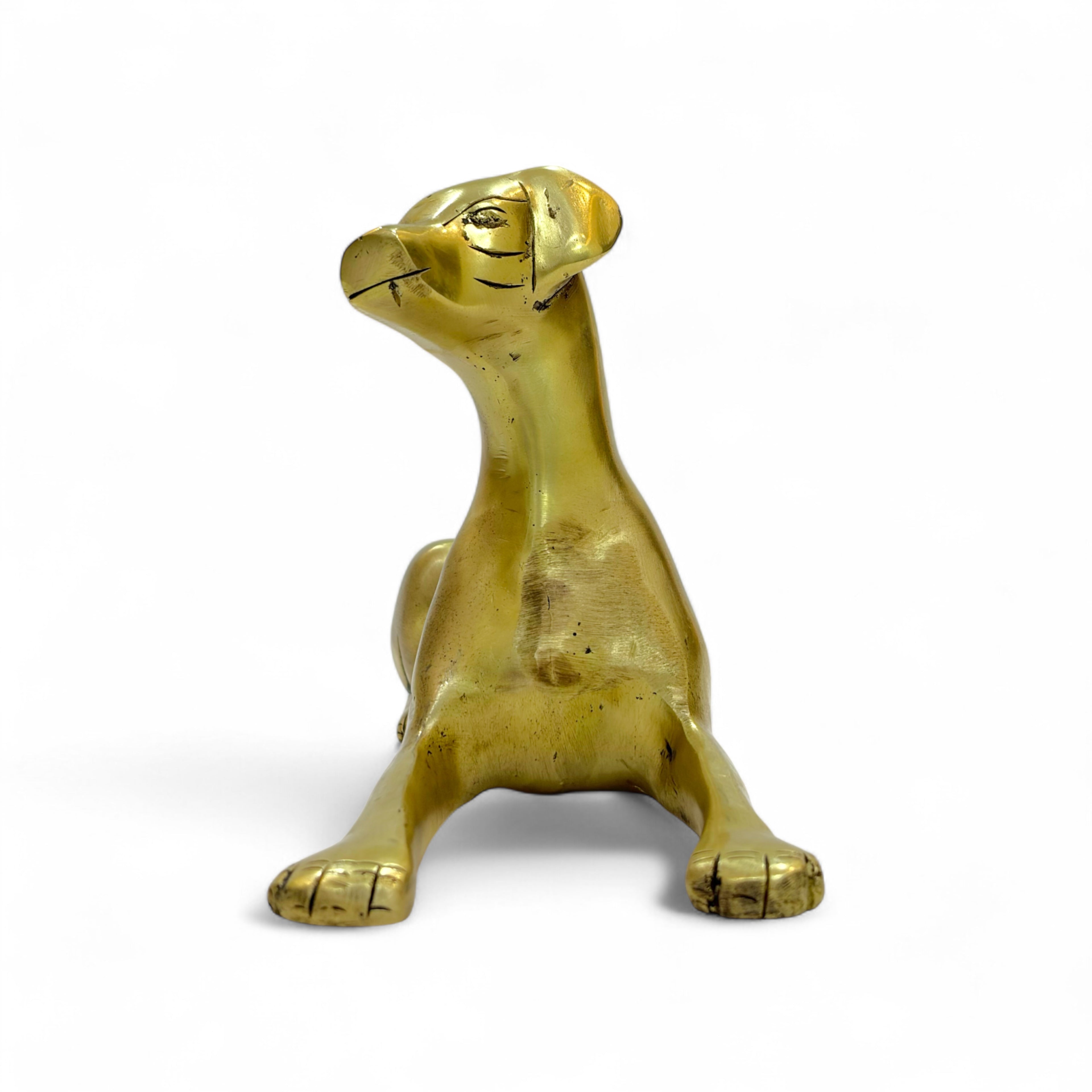 Decorative Brass Dog Figurine, Metal Reclining Dog Statue, Modern Home Decor, 23 x 10 cm