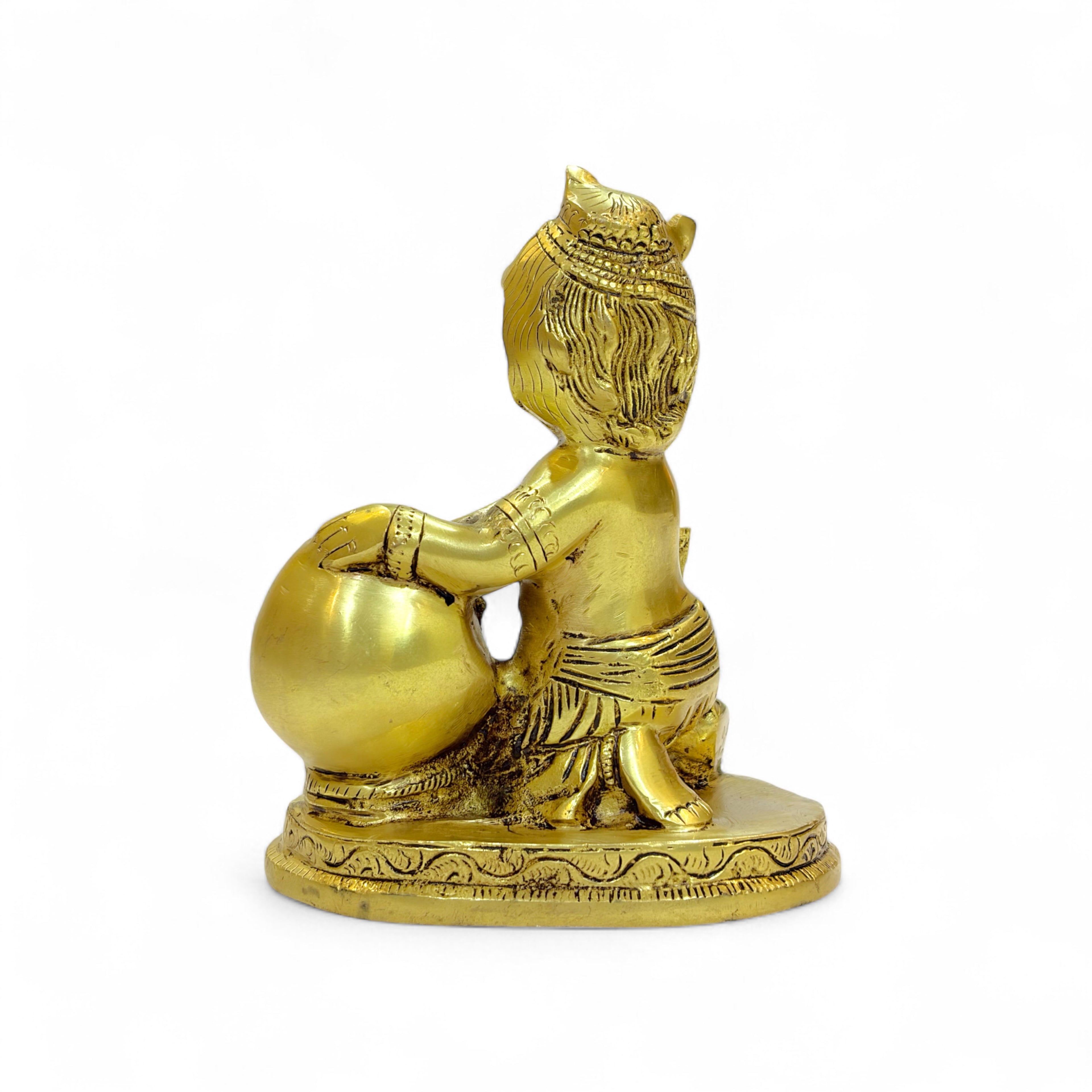 Brass Kaanha Statue, Hindu Religious Decorative Figurine, Krishna, 18 cm Height, Antique Finish