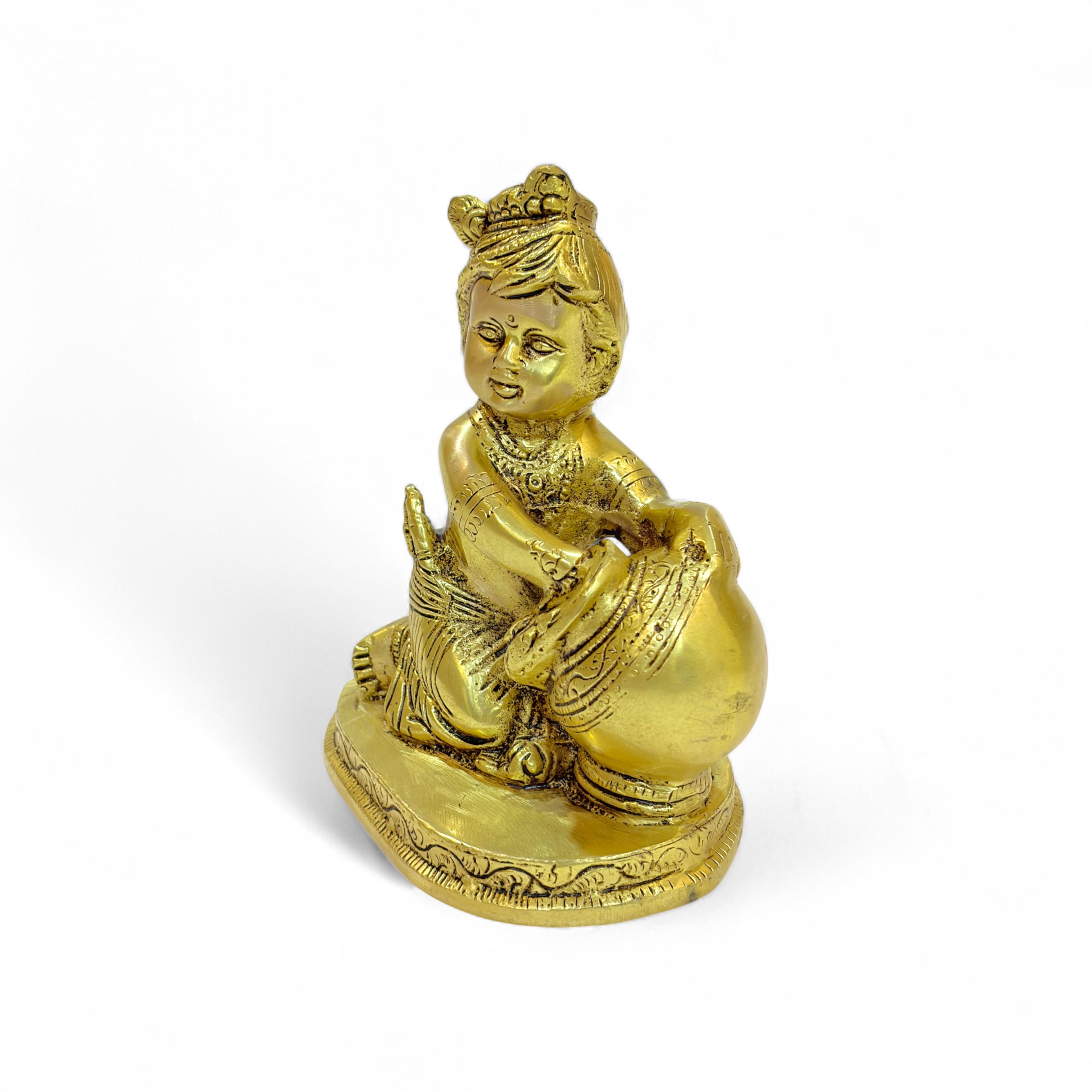 Brass Kaanha Statue, Hindu Religious Decorative Figurine, Krishna, 18 cm Height, Antique Finish