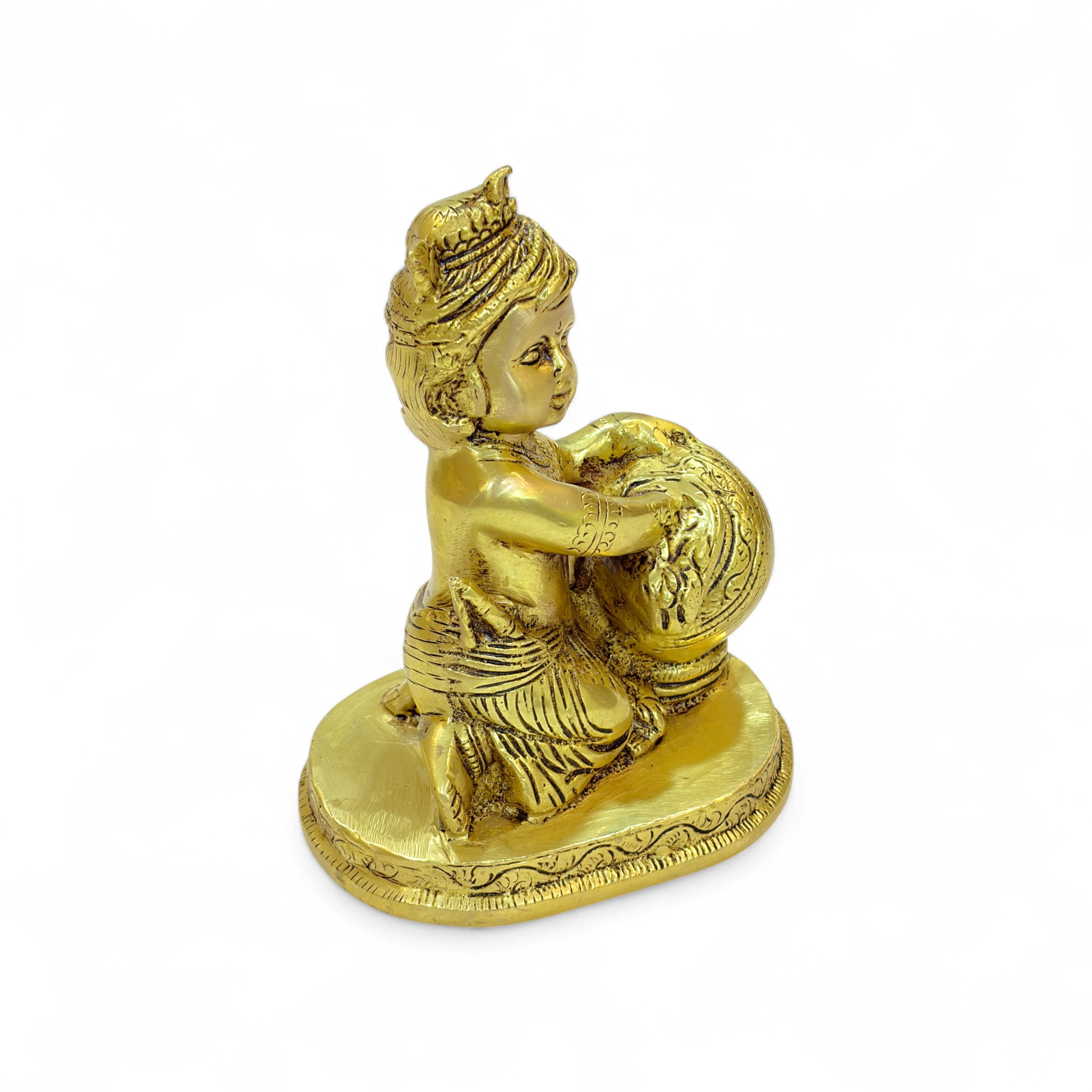 Brass Kaanha Statue, Hindu Religious Decorative Figurine, Krishna, 18 cm Height, Antique Finish