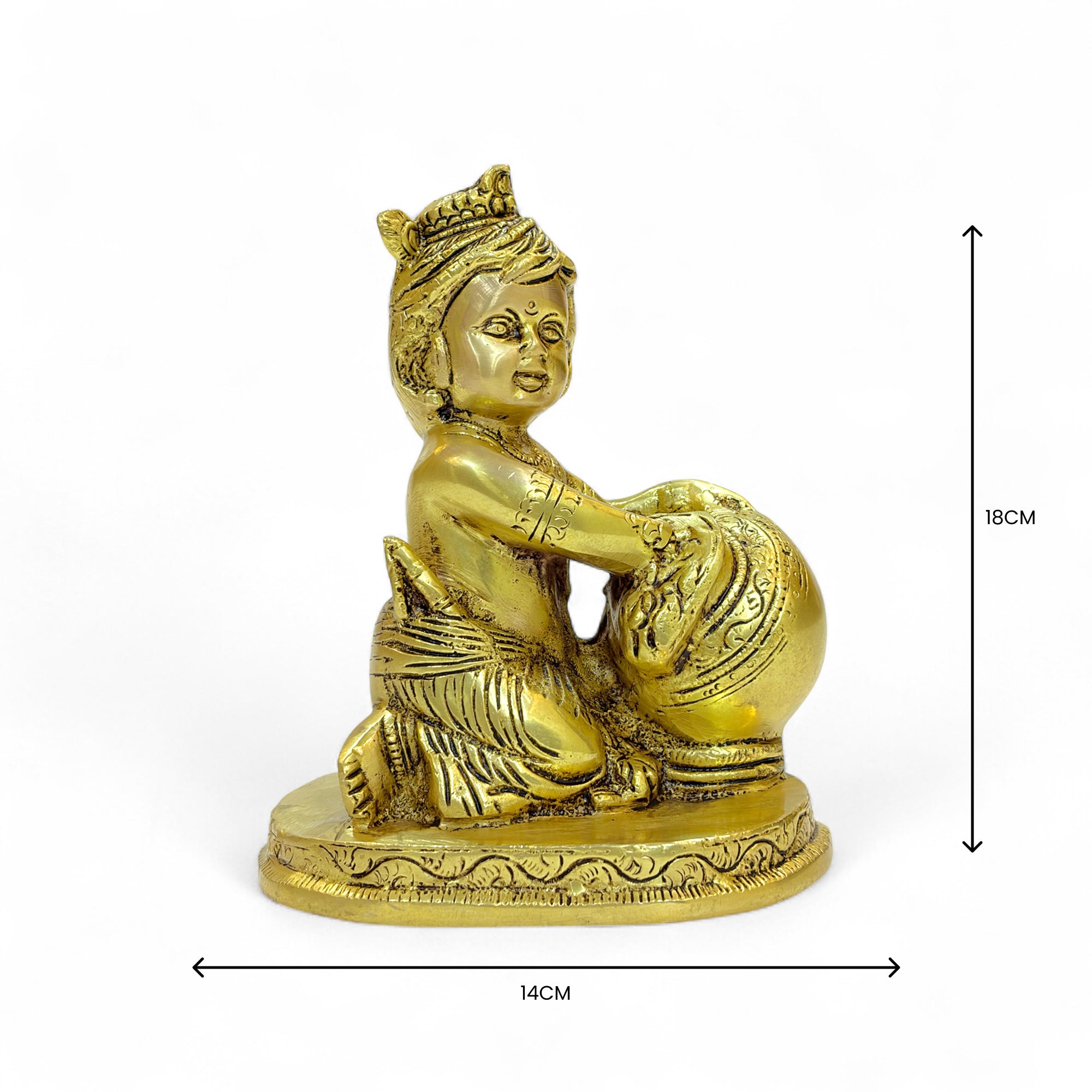 Brass Kaanha Statue, Hindu Religious Decorative Figurine, Krishna, 18 cm Height, Antique Finish