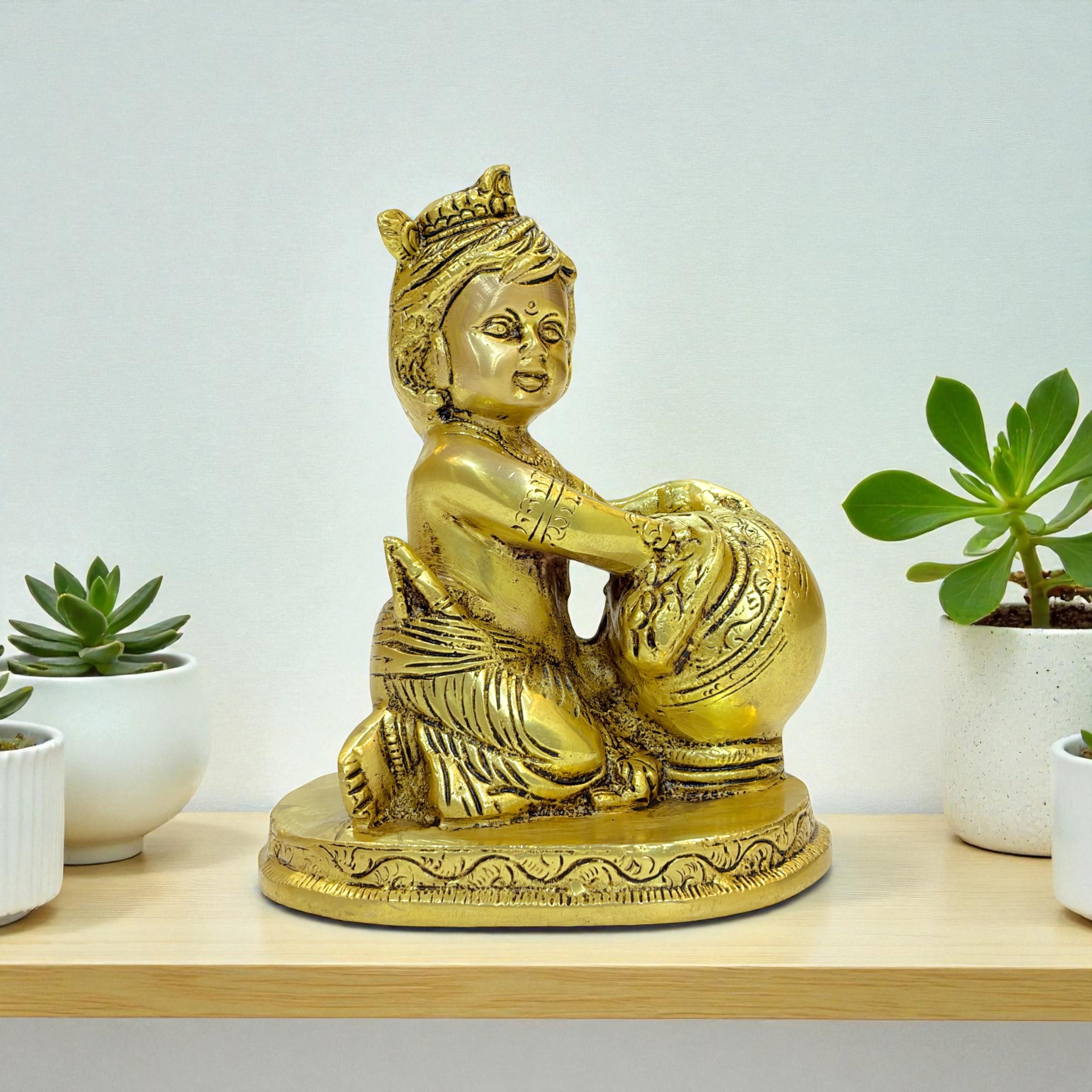 Brass Kaanha Statue, Hindu Religious Decorative Figurine, Krishna, 18 cm Height, Antique Finish