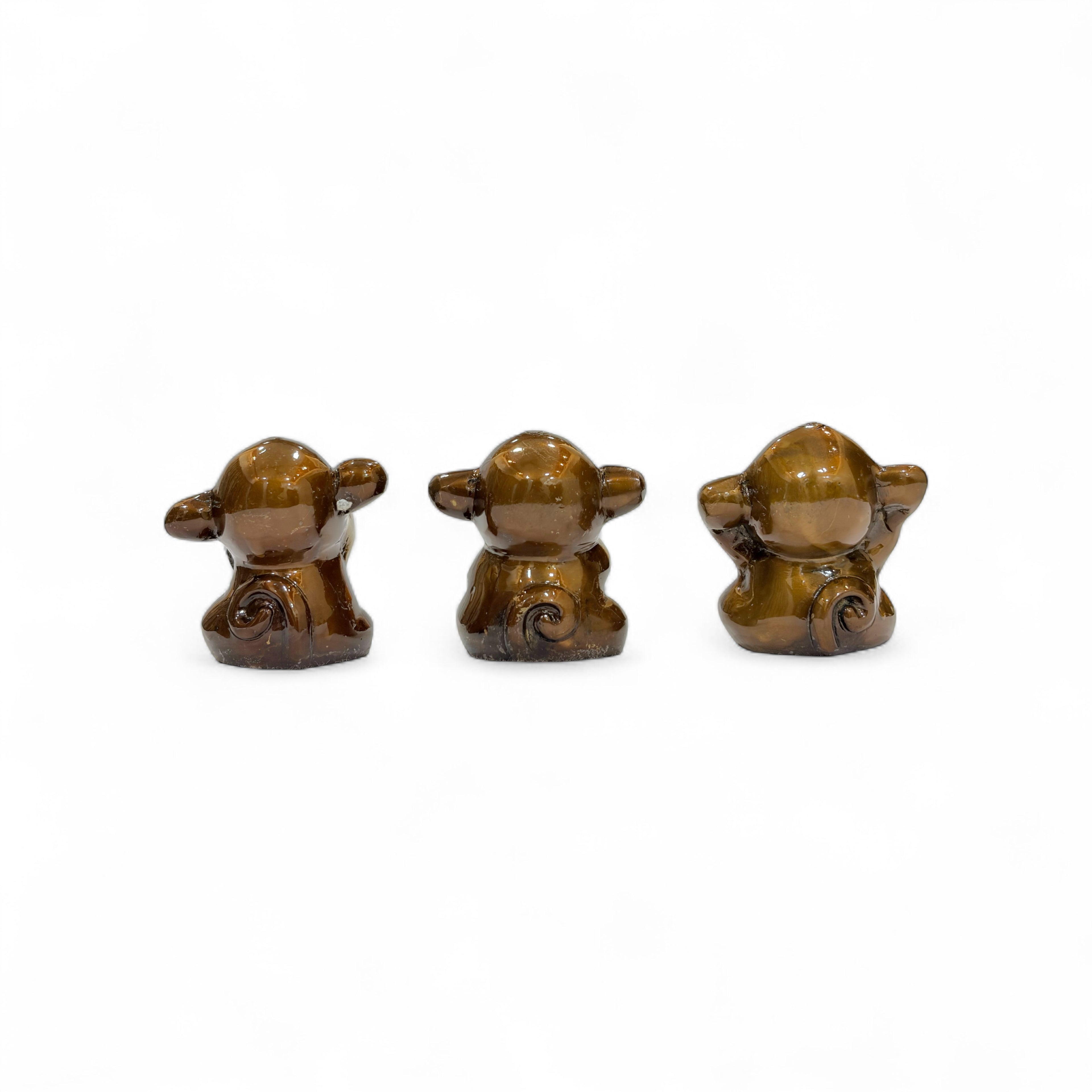 Three Wise Monkeys Decorative Figurines, Gold Metallic Finish, See No Evil Speak No Evil Hear No Evil, Home Decor