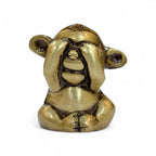 Three Wise Monkeys Decorative Figurines, Gold Metallic Finish, See No Evil Speak No Evil Hear No Evil, Home Decor