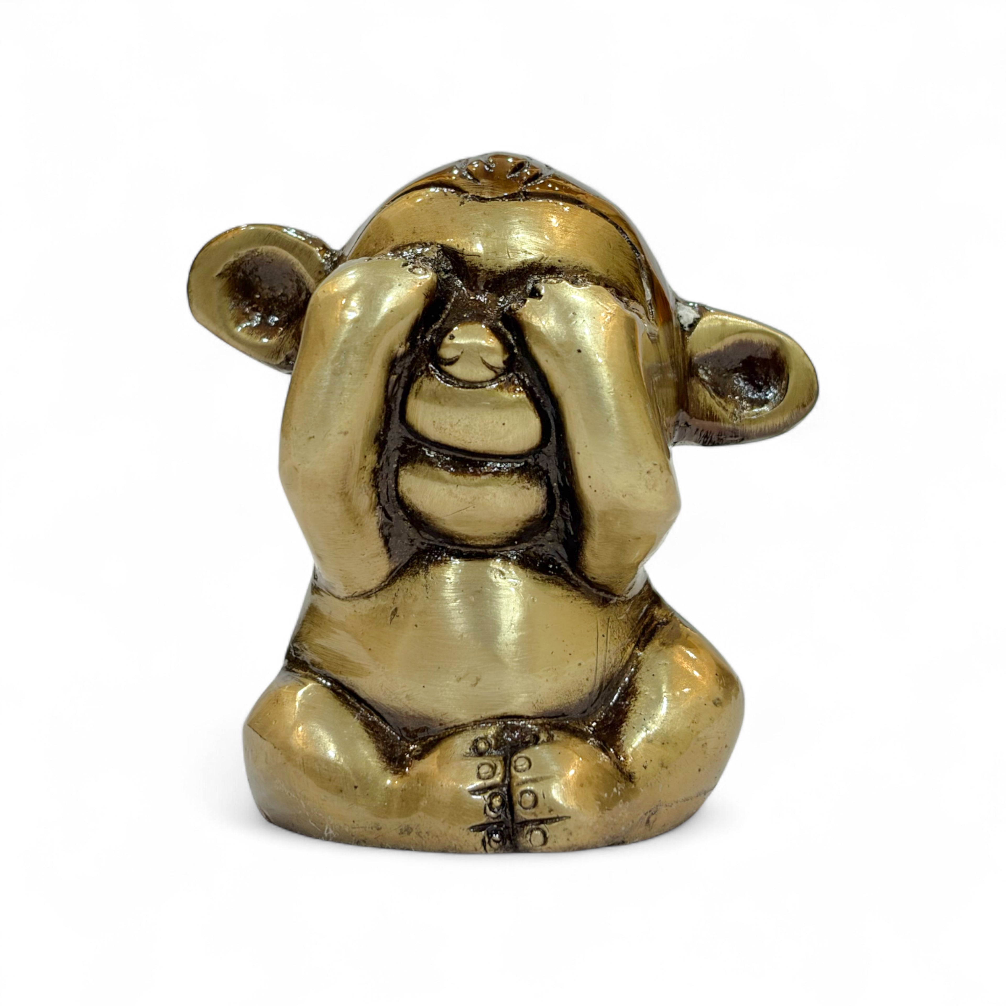 Three Wise Monkeys Decorative Figurines, Gold Metallic Finish, See No Evil Speak No Evil Hear No Evil, Home Decor