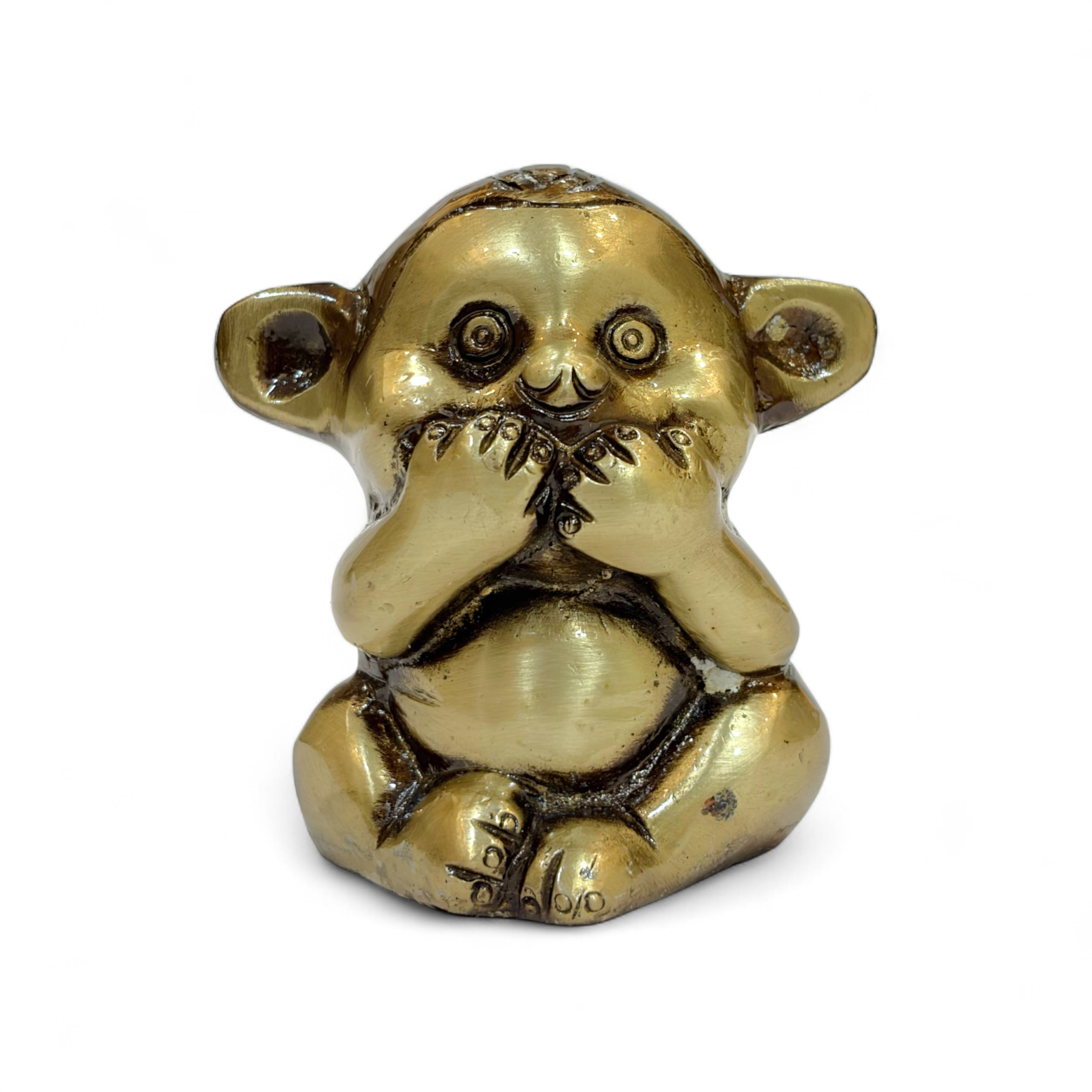 Three Wise Monkeys Decorative Figurines, Gold Metallic Finish, See No Evil Speak No Evil Hear No Evil, Home Decor