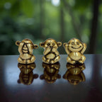 Three Wise Monkeys Decorative Figurines, Gold Metallic Finish, See No Evil Speak No Evil Hear No Evil, Home Decor