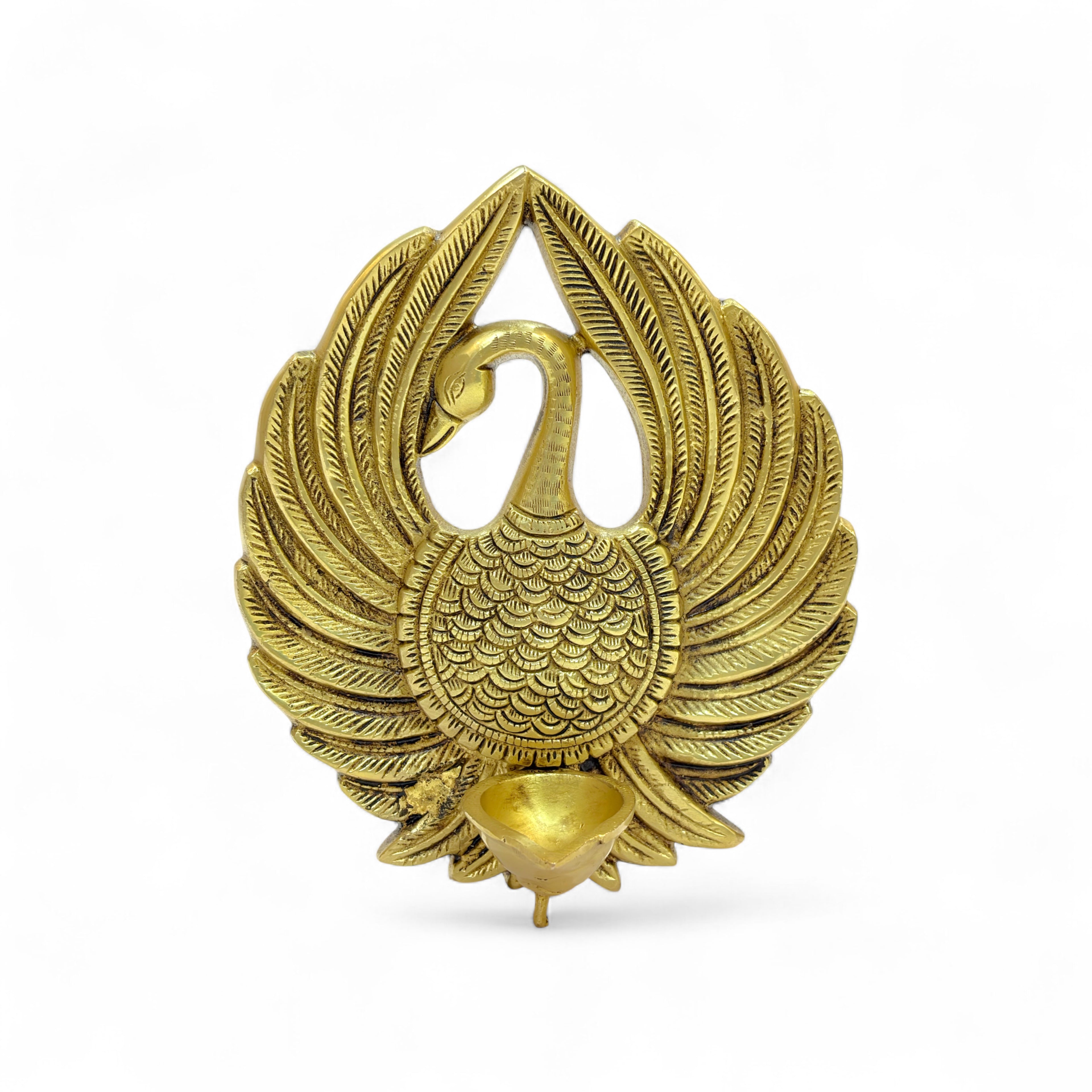Brass Swan Diya Oil Lamp, Traditional Indian Decorative Tea Light Holder, Gold Finish, 22 x 18 cm, Handcrafted Metal Pooja Deepak