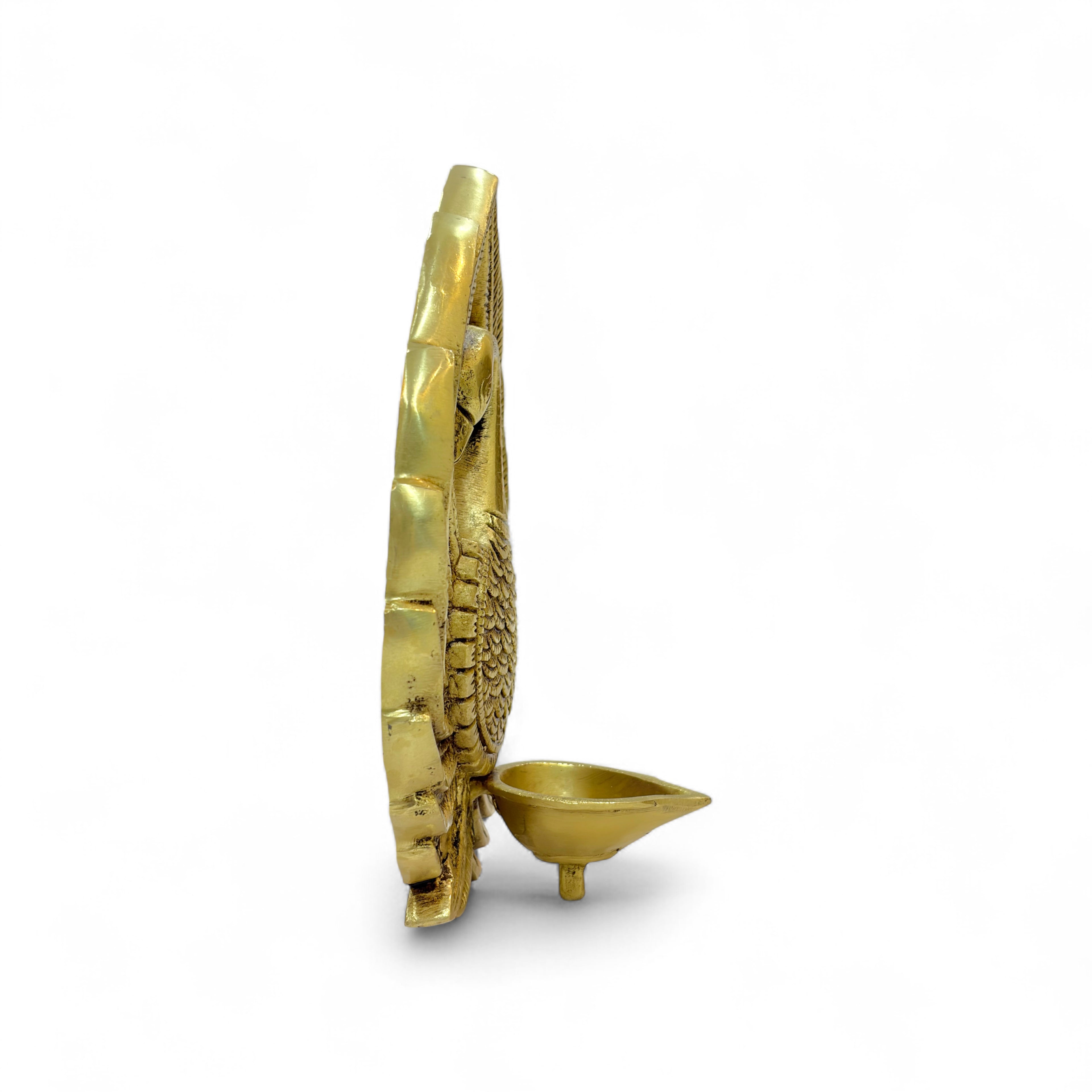 Brass Swan Diya Oil Lamp, Traditional Indian Decorative Tea Light Holder, Gold Finish, 22 x 18 cm, Handcrafted Metal Pooja Deepak