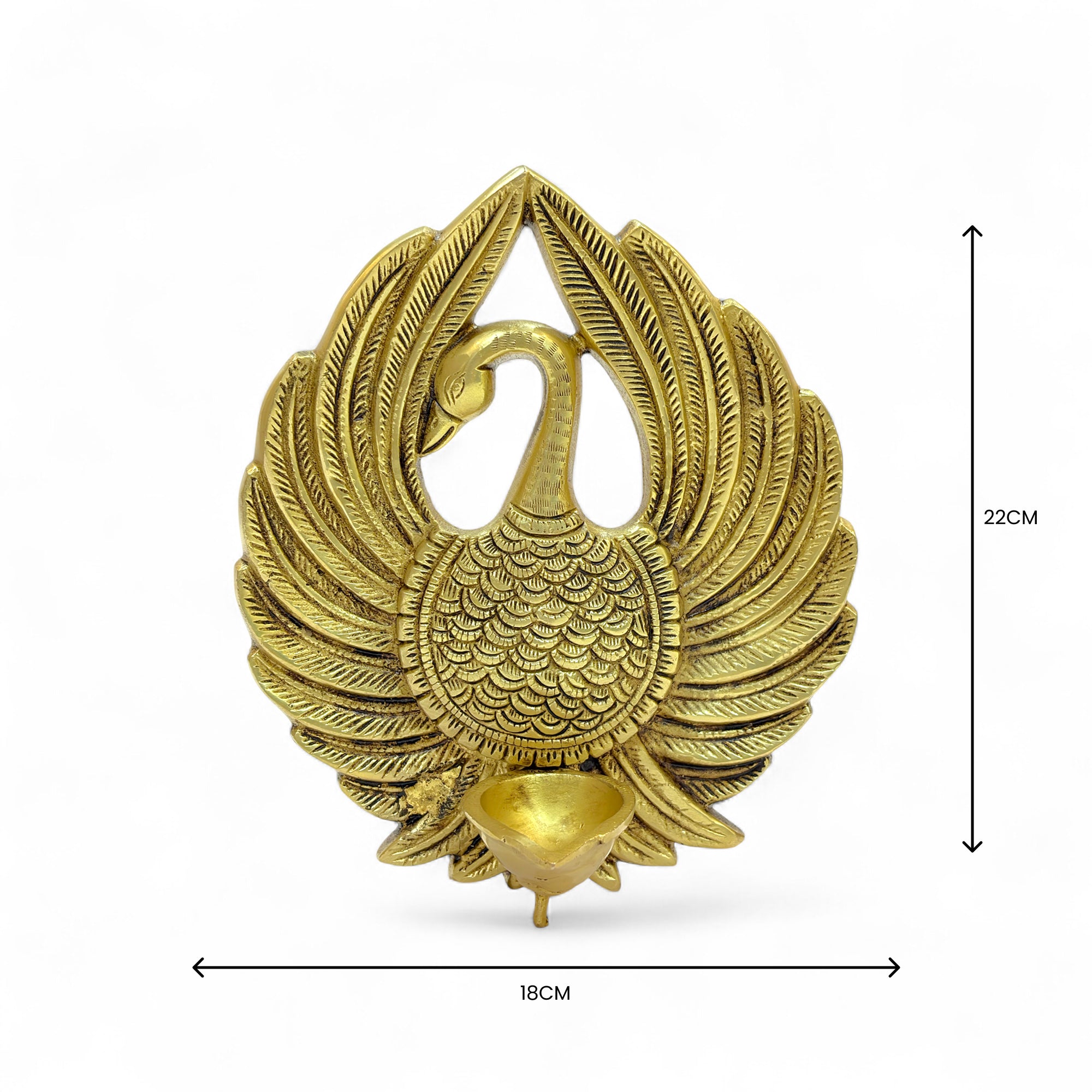 Brass Swan Diya Oil Lamp, Traditional Indian Decorative Tea Light Holder, Gold Finish, 22 x 18 cm, Handcrafted Metal Pooja Deepak