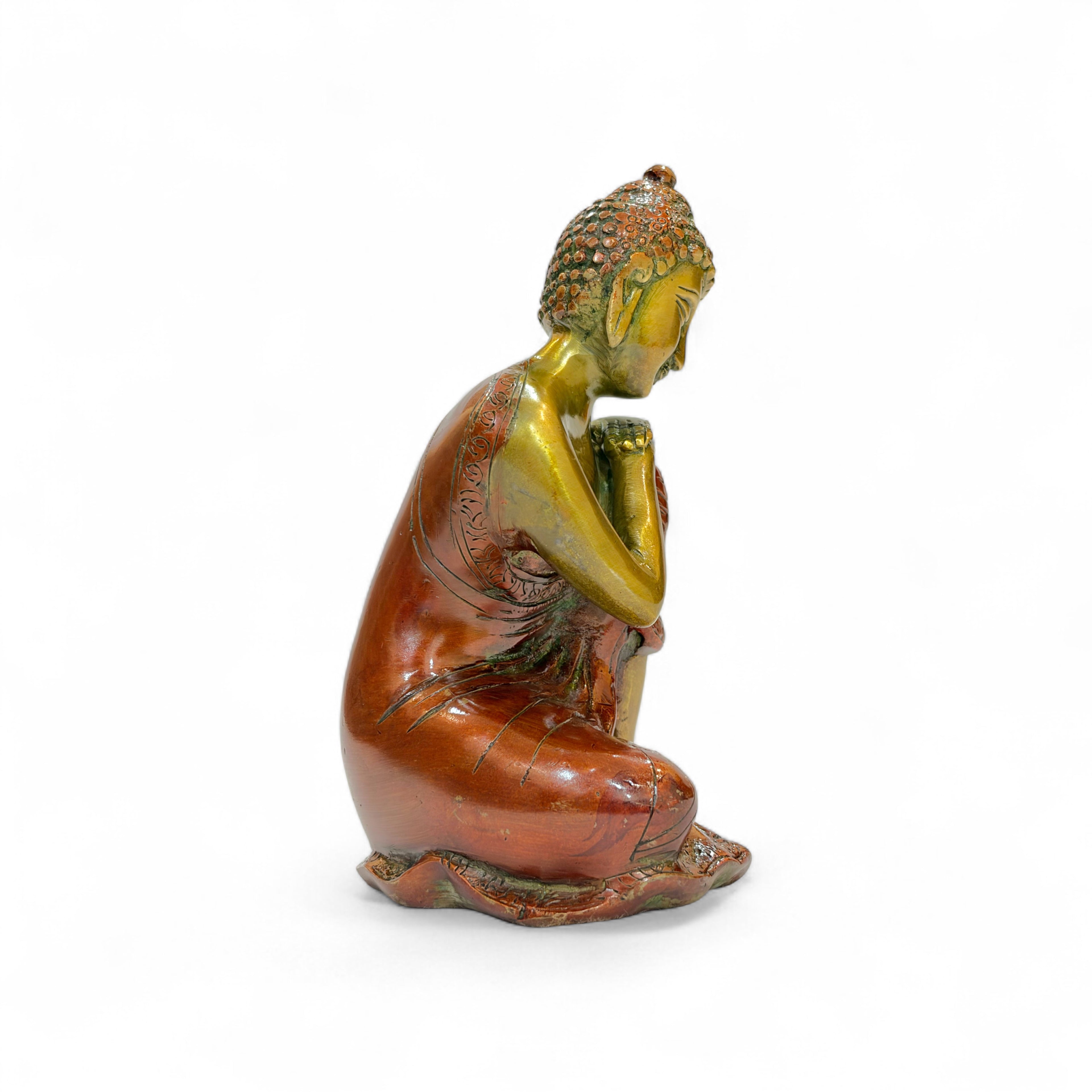 Decorative Buddha Statue, Gold and Bronze Finish, Meditation Pose, 20 x 12 cm, Resin Figurine, Home Decor