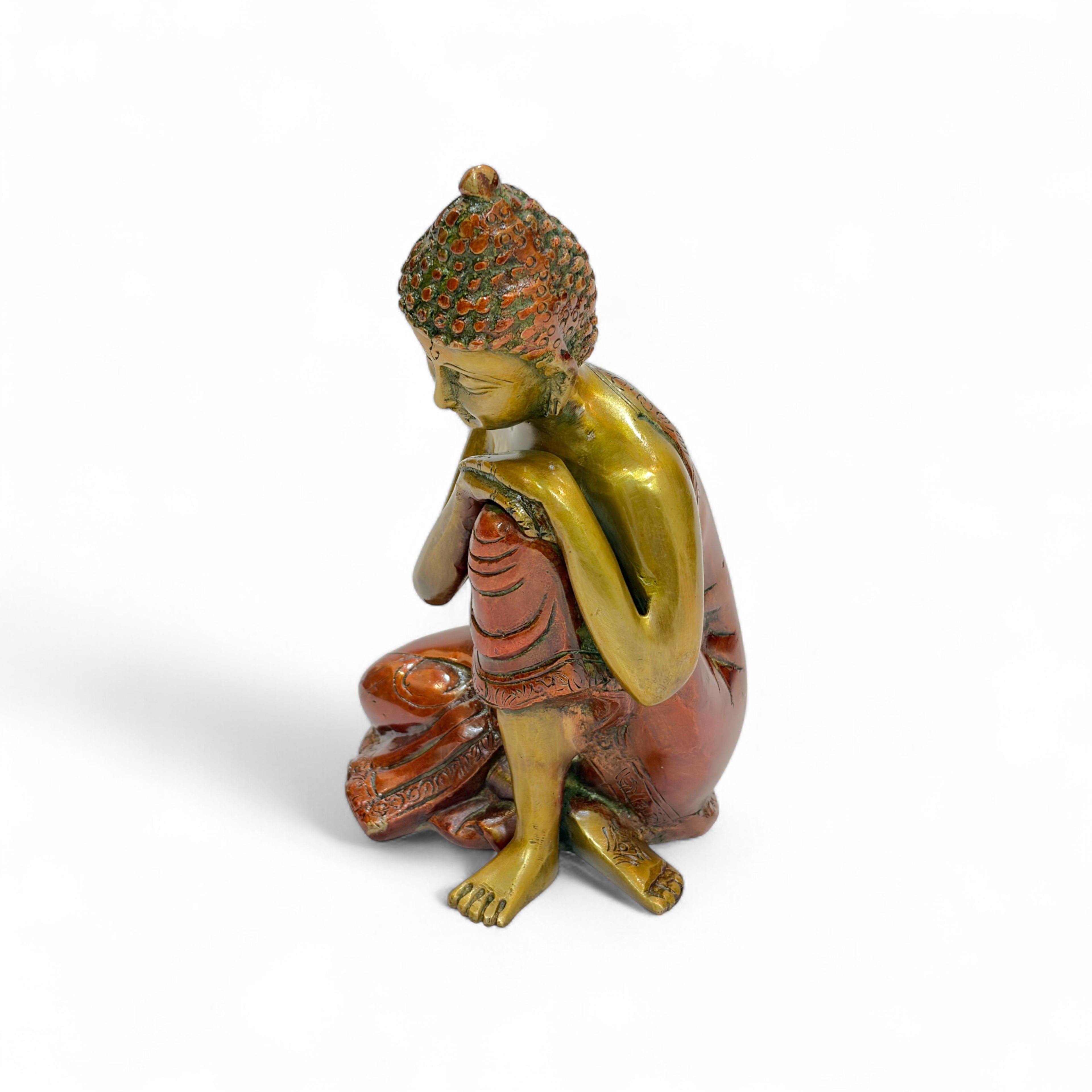 Decorative Buddha Statue, Gold and Bronze Finish, Meditation Pose, 20 x 12 cm, Resin Figurine, Home Decor