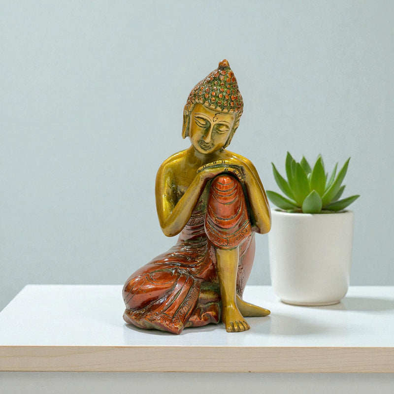 Decorative Buddha Statue, Gold and Bronze Finish, Meditation Pose, 20 x 12 cm, Resin Figurine, Home Decor