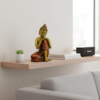 Decorative Buddha Statue, Gold and Bronze Finish, Meditation Pose, 20 x 12 cm, Resin Figurine, Home Decor