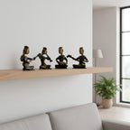 Antique Seated Musician Quartet, Traditional Statues, Decorative Home Decor, Shelf Display Art Pieces, 4 Piece Collection