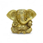 Vighnaharta Brass Statue, Decorative Brass Figurine, Religious Hindu Art Sculpture, 15 x 12 cm