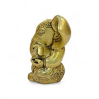 Vighnaharta Brass Statue, Decorative Brass Figurine, Religious Hindu Art Sculpture, 15 x 12 cm