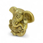 Vighnaharta Brass Statue, Decorative Brass Figurine, Religious Hindu Art Sculpture, 15 x 12 cm
