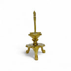 Brass Twin-Flame Lamp, Traditional Oil Lamp Holder, Antique Gold Finish, 19 x 16 cm, Decorative Puja Accessory