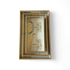 Regal Peacock Gold Tray Set, Traditional Art Design, Nested Storage Trays, 40x25x5 cm, Blue and Gold