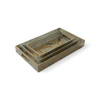 Regal Peacock Gold Tray Set, Traditional Art Design, Nested Storage Trays, 40x25x5 cm, Blue and Gold