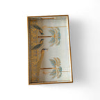 Regal Peacock Gold Tray Set, Traditional Art Design, Nested Storage Trays, 40x25x5 cm, Blue and Gold