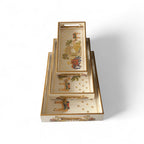 Royal Safari Elephant & Camel Tray Set, Oriental Design, White with Gold Accents, 40x25x5 cm, Tiered Storage Organizer