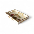 Royal Safari Elephant & Camel Tray Set, Oriental Design, White with Gold Accents, 40x25x5 cm, Tiered Storage Organizer