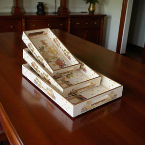 Royal Safari Elephant & Camel Tray Set, Oriental Design, White with Gold Accents, 40x25x5 cm, Tiered Storage Organizer