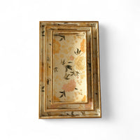 Elegant Floral Charm Tray Set, Gold Trim, Cream with Botanical Pattern, 40x25x5cm, Kitchen Counter Organization