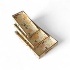 Elegant Floral Charm Tray Set, Gold Trim, Cream with Botanical Pattern, 40x25x5cm, Kitchen Counter Organization