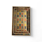 Royal Haveli Window Tray Set, Mediterranean Pattern, 3 Trays, 40x25x5 cm, Wooden Tea and Snacks Organizer, Large, Medium and Small Tray Set