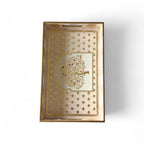 Tree of Life Royal Tray Set, Gold Tree Pattern, 40x25x5 cm, Elegant Tea and Snacks Organizer with Handles, Cream and Gold, 3-Piece Collection
