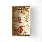 Vintage Safari Tray Set with Elephant Design, Gold and White, 40x25x5 cm, Oriental Pattern, Snack and Tea Set, 3-Piece Collection