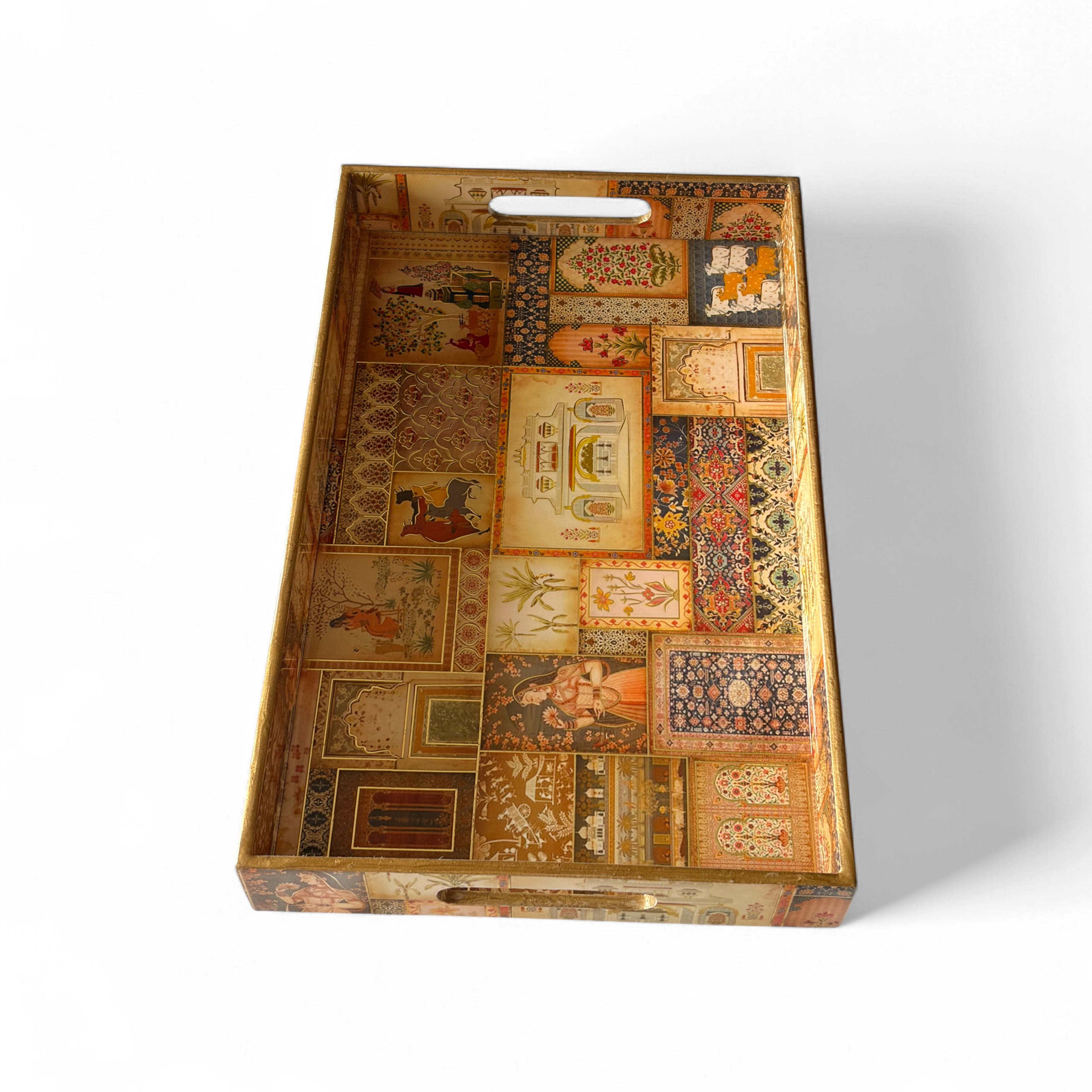 Royal Palace Tray Set, Royal Pattern, 40x25x5cm, Vintage Style, Premium Design, Snack and Tea Serving Tray, 3-Piece Collection