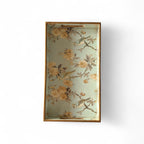 Blue Bird & Blossom Wooden Tray Set, Decorative Tea and Snacks Organizer, Creamy Green with Gold Trim, 40x25x5 cm, 3-Piece Collection