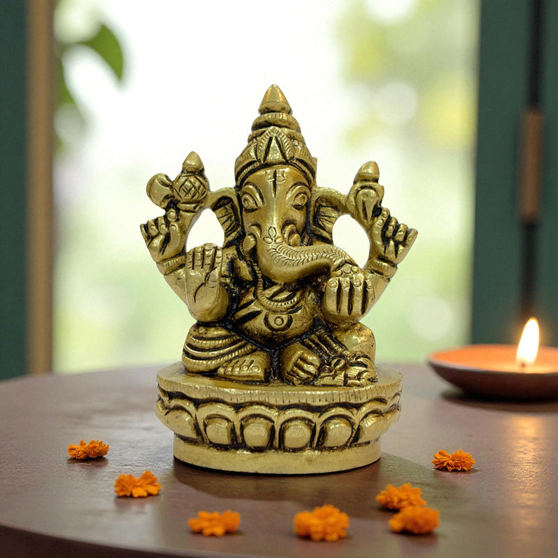SD Brass Ganpati Bappa Statue Small