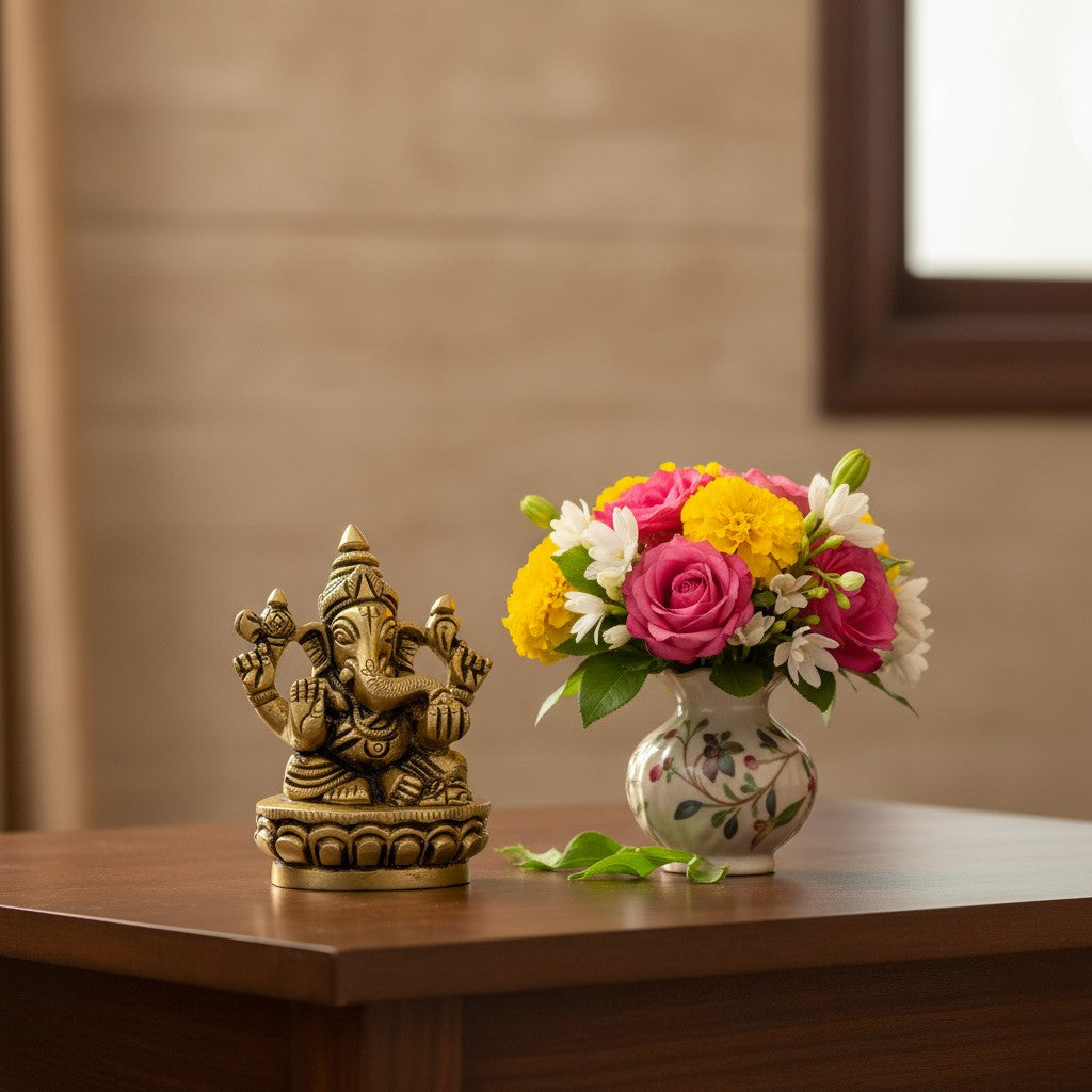 SD Brass Ganpati Bappa Statue Small